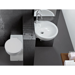 YOU&ME Раковина угловая подвесная, крепление чаши справа, 1 отверстие для смесителя, размер 46х46 см, цвет белый