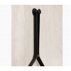 Зеркало круглое с кожаным шнуром и черной рамкой, диаметр 60 см