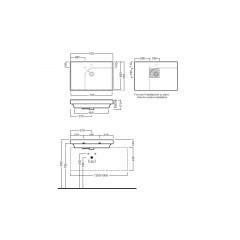 GRANDANGOLO Раковина с 1 отверстием для смесителя, чаша справа, для установки на столешницу, размер 75х50 см, цвет белый