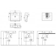 BAHIA Раковина 60, 1 отверстие для смесителя по центру, подвесная, размер 60х46.5x13, белая