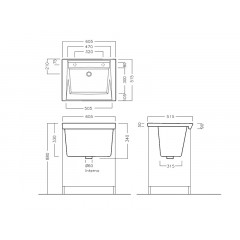 FIFTY.PL Тумба для хозяйственной раковины YXMA, размер 605х515х880 мм, 2 дверцы, цвет белый глянцевый