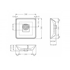 HAPPY HOUR 10.00 Раковина накладная, без отверстий для смесителя, без перелива, размер 39.8х39.8 см, цвет белый