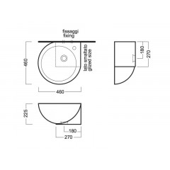 YOU&ME Раковина угловая подвесная,крепление чаши слева, 1 отверстие для смесителя, размер 46х46 см, цвет белый