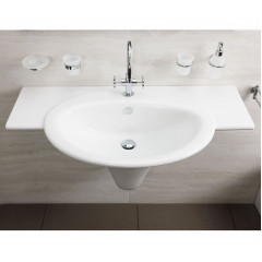 SCULTURE Раковина подвесная или накладная, 1 отверстие для смесителя, с переливом, размер 110х60 см, цвет белый