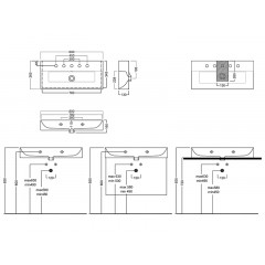 BAHIA Раковина 80, 1 отверстие для смесителя по центру, подвесная, размер 80х36.5x13, белая