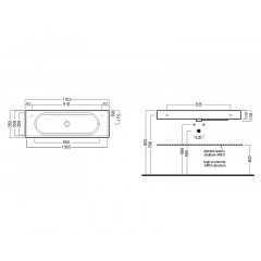AREA Раковина без отверстий для смесителя, размер 110х35 см, цвет белый