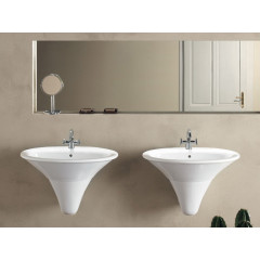 SCULTURE Раковина подвесная или накладная, 1 отверстие для смесителя, размер 65х57.5 см, цвет белый