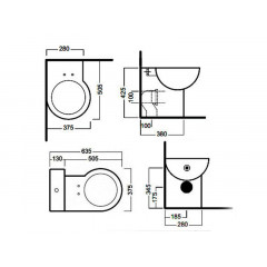 YOU&ME Унитаз приставной угловой без сиденья, размер 37.5х50 см, цвет белый