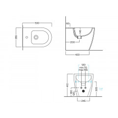 FUTURA Биде напольное с 1 отверстием для смесителя, размер 35.5х53 см, цвет белый