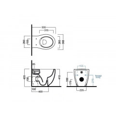 LE FIABE Унитаз напольный безободковый(RIMLESS)цвет белый, система крепления PureFix (к стене) в комплекте