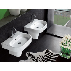 AREA Раковина подвесная, 1 отверстие для смесителя, размер 60х45 см, цвет белый