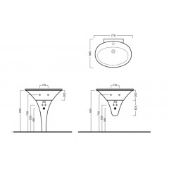 SCULTURE Раковина подвесная или накладная, 1 отверстие для смесителя, с переливом, размер 77х58.5 см, цвет белый