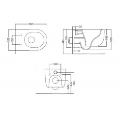 FUTURA Унитаз подв. безободковый, слив Vortex без сиденья антрацит