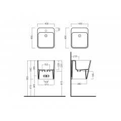 G-FULL Раковина с 1 отверстием, без перелива, размер 40х48х44 см, цвет белый