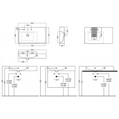 BAHIA Раковина 80, 1 отверстие для смесителя по центру, столешница справа, подвесная, размер 80х46.5x13, белая