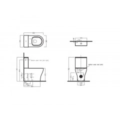 Бачок для унитаза моноблока, входное отверстие снизу, размер 39x15x37 см, цвет белый