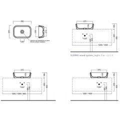 PENCIL 55 Раковина накладная, без отверстий для смесителя, без перелива, белый