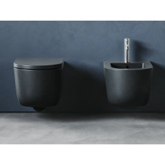 FUTURA Унитаз подв. безободковый, слив Vortex без сиденья черный матовый