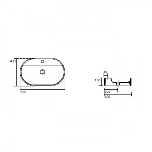 Kerasan Ciotola Раковина-чаша 65х40хh12см, с 1отв., с переливом, цвет: Ferro matt