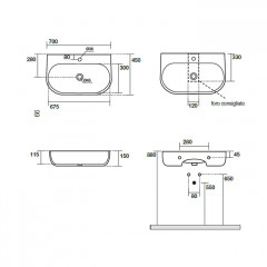 Kerasan Nolita Раковина подвесная/накладная 70х45 см, с 1 отв под смеситель, цвет белый глянцевый