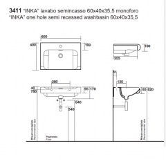KERASAN Inka Project Раковина INKA 60x40x35,5 с 1 отверстием под смеситель,цвет белый