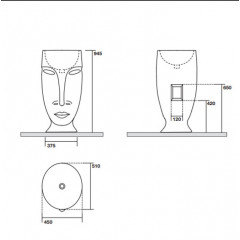 Kerasan Artwork Раковина свободностоящая "MOLOCO", слив в стену, цвет: Ferro matt