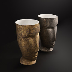 Kerasan Artwork Раковина свободностоящая "MOLOCO", с отверстием для слива в стену, цвет белый/античное золото (заказ по запросу!)