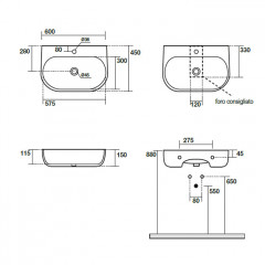 Kerasan Nolita Раковина подвесная/накладная 60х45 см, с 1 отв под смеситель, цвет Чёрный матовый (НЕ производится!) (на ЗАКАЗ от 60 штук!!!)