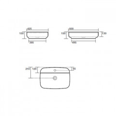 Kerasan Tribeca Раковина накладная , 60х43см, h 150мм с 1 отверстием под смеситель, цвет: черный матовый