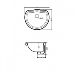 Kerasan Retro Раковина встраиваемая 50х41см, без отв под смесительс переливом, цвет: черный