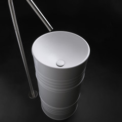 Kerasan Artwork Раковина свободностоящая "BARREL" d 45,H 90 см, без отв под смеситель. слив в пол, в комплекте с сифоном и гибкой трубой, цвет белый