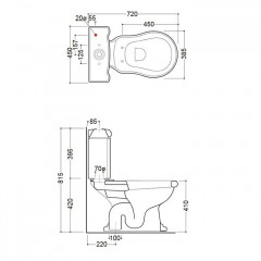 KERASAN Retro Бачок для унитаза моноблок 1012/1013 (без механизма слива) подвод снизу, цвет белый