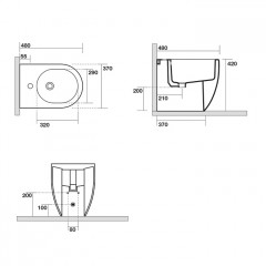 Kerasan Flo Биде приставное 48см, с 1 отв под смеситель, цвет белый (крепить на силикон или на крепеж 762901)