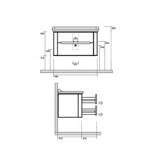 Kerasan Waldorf База подвесная под раковину 100см, с 2-мя ящиками, цвет темный орех (noce)