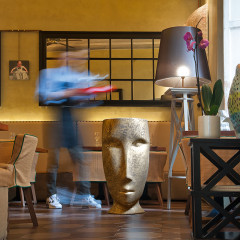 Kerasan Artwork Раковина свободностоящая "MOLOCO", с отверстием для слива в стену, цвет белый/античное золото (заказ по запросу!)