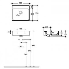 KERASAN Cento раковина 40х35 подвесная без отв. под смеситель, белая (НЕ Производится - продаем остатки со склада фабрики!)