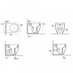 Kerasan Flo унитаз приставной 48см, NORIM , слив универсальнеый, цвет белый (крепить на силикон или на крепеж 762901)