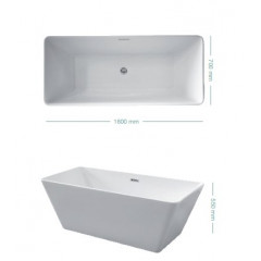 KERASAN Ego Ванна свободностоящая акриловая 160х70х55см в комплекте со сливом Clic-clac, цвет белый