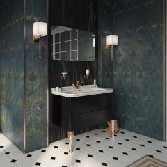 Kerasan Waldorf База подвесная под раковину 100см, с 2-мя ящиками, цвет черный матовый/Nero matt