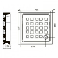 KERASAN Retro поддон угловой квадратный 90х90см, диаметр слива 90, цвет белый