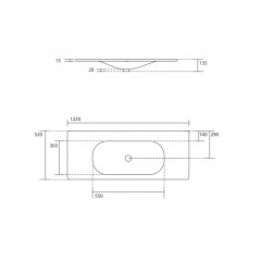 KERASAN SHAPE Раковина 1220х520 мм., встраиваемая, с 1 отверстием для смесителя, цвет белый матовый