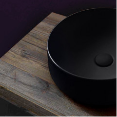 KERASAN F10 Раковина накладная D43 см, H 16 см, без отв под смеситель, цвет черный матовый