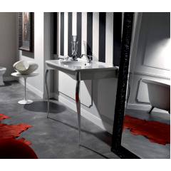 KERASAN Retro Раковина консоль 100х55см с 1 отв. под смеситель, цвет белый, ноги (арт.736090) в комплекте: хром (упаковка-2 коробки)