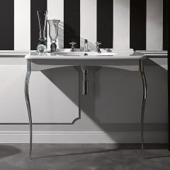 KERASAN Retro Раковина консоль 100х55см с 1 отв. под смеситель, цвет белый, ноги (арт.736090) в комплекте: хром (упаковка-2 коробки)