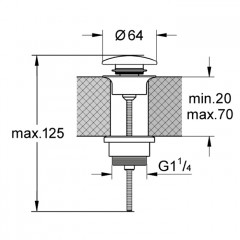 Kerasan Донный клапан клик-клак, покрытие керамика, цвет: gridgio matte
