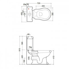 KERASAN Retro Унитаз моноблок слив в стену, цвет белый