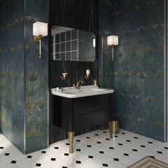 Kerasan Waldorf База подвесная под раковину 100см, с 2-мя ящиками, цвет черный матовый/Nero matt