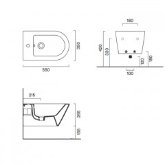 Catalano ZERO Биде подвесное 55x35, с 1 отв. под смеситель, покрытие Cataglaze+, без крепежа, цвет белый гл./серебро