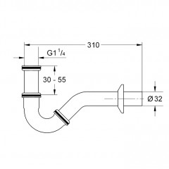 Kerasan Retro Сифон для биде 310мм,золото