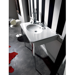 KERASAN Retro Раковина консоль 100х55см с 1 отв. под смеситель, цвет белый, ноги (арт.736090) в комплекте: хром (упаковка-2 коробки)